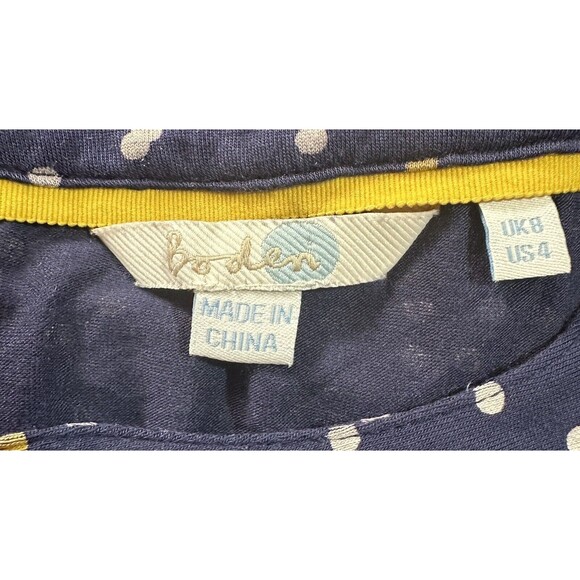 Boden Sinead Dotted V-Neck Sleeveless Peplum Top Navy Yellow Polka Dot Size US 4 - Picture 3 of 6